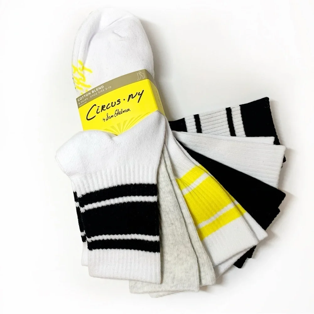 NWT Circus by Sam Edelman 5-Pack Crew Socks | Tennis Style | Cotton Blend
